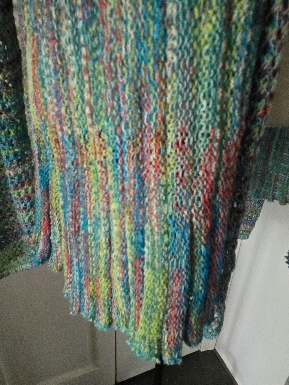 Krazy Kat Coastal Open Knit Cardigan Blue Multicolor Festival M - Picture 6 of 10